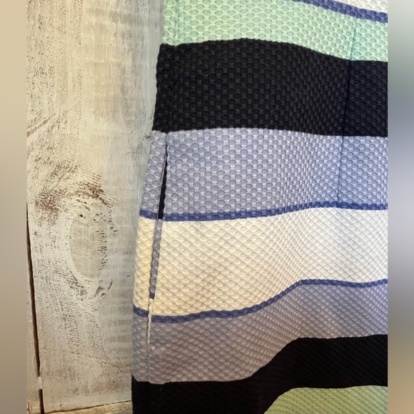 NWT Talbots Blue White Green Purple Textured Cotton Stripe Sheath Dress Size 14 - Picture 9 of 11